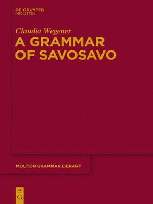 cover image of A Grammar of Savosavo